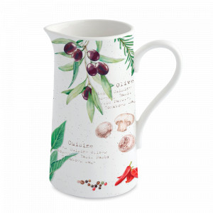 Кувшин, 1 л, фарфор, белый, декор, серия Домашняя кухня, EASY LIFE (R2S), Италия, Кувшины белые