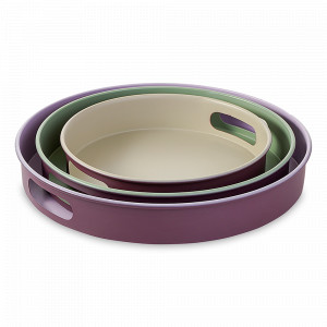 Набор из 3-х подносов Keyn, металл, сиреневый/зеленый/бежевый, BERGENSON BJORN, Великобритания, Подносы