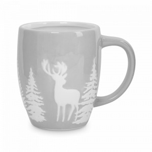 Кружка «Олень в лесу», 360 мл, керамика, белый, серый, серия Maral, ANNA LAFARG, Китай, Кружки