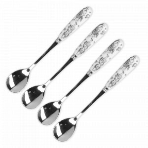 Набор из 4-х чайных ложек «Алиса в Стране чудес», 15 см, фарфор, металл, декор, серия Victoria and Albert Garden, KITCHEN CRAFT, Великобритания, KITCHEN CRAFT (Великобритания)