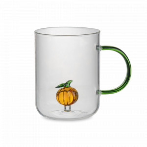 Кружка Тыква, 450 мл, стекло, зеленая ручка, серия Bright Pumpkin, ANNA LAFARG, Китай, Кружки