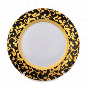 Блюдо круглое Constanza Black Gold, 32 см, фарфор, черный, золотой, серия Tosca, FALKENPORZELLAN, Германия, Блюда из фарфора