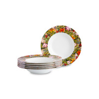 Набор из 6-ти тарелок суповых, 23 см, фарфор, белый, декор, серия Майя, MIX&MATCH HOME, Китай_00813890006946888355.jpg