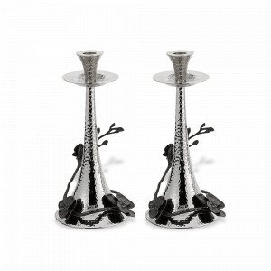 Набор из 2-х подсвечников «Чёрная орхидея», 28 см, нержавеющая сталь, серебристый, серия Black Orchid, MICHAEL ARAM, США, MICHAEL ARAM (США)