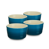 Набор из 4-х рамекинов, керамика, 100 мл, синий, серия Deep Teal, LE CREUSET, Франция