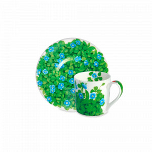 Пара кофейная, 100 мл, костяной фарфор, зеленый, голубой, серия Prati Italiani, TAITU, Италия, Кофейные пары