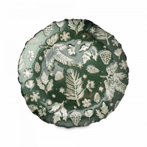 Блюдо круглое Еловые ветки, 22 см, стекло, зеленый, декор, серия New Year, ANNA LAFARG, Китай, New Year ANNA LAFARG