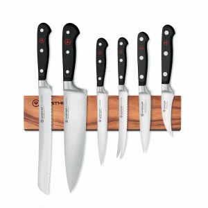 Набор из 6-ти кухонных ножей на магнитном держателе из дерева акации, серия Classic, WUESTHOF, Золинген, Германия, Набор ножей сантоку