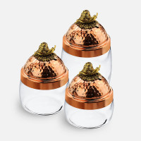 Банка для сыпучих продуктов «Чеснок», медь кованая, стекло,  920 мл, серия Медная посуда, Кольчугинский Мельхиор, Россия_00809490043037312035.jpg