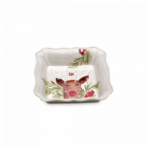 Тарелка квадратная для пасты White, 25 х 25 см, керамика, декор, серия Deer Friends, COSTA NOVA, Португалия, Тарелки для пасты