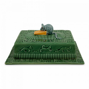 Блюдо для сыра с крышкой «Мыши», 30,5 х 22,5 х 13,5 см, керамика, зеленый, декор, серия Сырная коллекция, Bordallo Pinheiro, Португалия, BORDALLO PINHEIRO (Португалия)