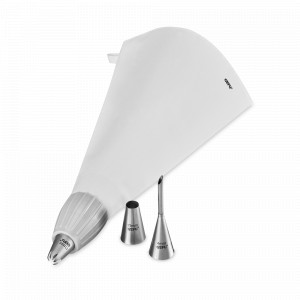 Мешок кондитерский DECORE, 3 насадки, 39 х 20.3 х 5.1 см, нержавеющая сталь, пластик, ткань, белый, GEFU, Германия, Кухонные принадлежности GEFU