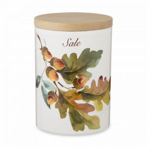 Банка для хранения соли, 11,5 х 16 см, керамика, белый, декор, серия Autunno, NUOVA CER, Италия, NUOVA CER (Италия)