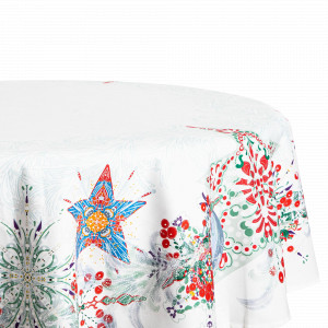 Скатерть круглая, 168 см, хлопок, белый, рисунок, серия Счастливая Звезда, MIX&amp;MATCH HOME, Китай, Скидки до -25% на фарфор MIX&MATCH