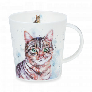 Кружка «Серый кот», 320 мл, костяной фарфор, белый, декор, серия Lomond, DUNOON, Великобритания, Lomond DUNOON