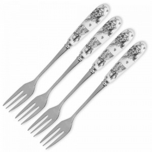 Набор из 4-х десертных вилок «Алиса в Стране чудес», 15.5 см, фарфор, металл, декор, серия Victoria and Albert Garden, KITCHEN CRAFT, Великобритания, KITCHEN CRAFT (Великобритания)