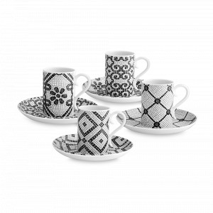 Набор из 4-х кофейных пар, фарфор, декор, серия Calcada Portuguesa, VISTA ALEGRE, Португалия, VISTA ALEGRE (Португалия)