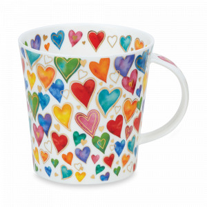 Кружка «Ослепительные сердца», 480 мл, костяной фарфор, белый, декор, серия Cairngorm, DUNOON, Великобритания, Дорогие кружки