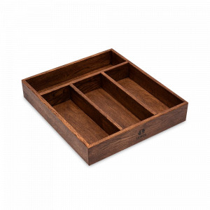 Лоток для столовых приборов средний, 35 х 31 см, дуб, темно-коричневый, UNECA, Россия, Подставки для кухонных аксессуаров