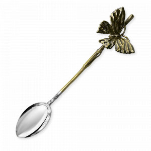 Ложка кофейная «Бабочка 1», латунь с посереб.яблочком, серия Летний сад, Кольчугинский Мельхиор, Россия, Отдельные предметы