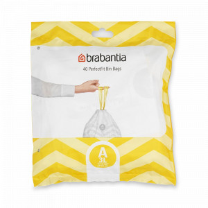 Пакет для мусора А PerfectFit, 40 штук, 3 л, полиэтилен, BRABANTIA, Бельгия, Пакеты для мусора BRABANTIA