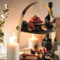 Блюдо двухярусное сервировочное, 29.5 х 35 см, латунь, натуральный камень, серия Arteza, KITCHEN CRAFT, Великобритания_00818450048832367435.jpg