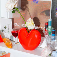 Ваза для цветов, 15.5 см, керамика, красный, серия Love, DOIY, Испания_00819740048701841498.jpg