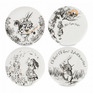 Набор из 4-х десертных тарелок «Алиса в Стране чудес», 20 см, фарфор, декор, серия Victoria and Albert Garden, KITCHEN CRAFT, Великобритания, KITCHEN CRAFT (Великобритания)