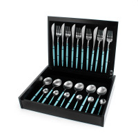 Набор столовых приборов на 6 персон, 24 предм., серия GOA matte turquoise, CUTIPOL, Португалия_00802510064023834487.jpg