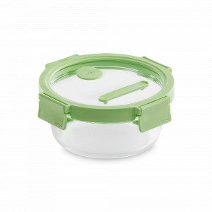 Контейнер пищевой круглый, 650 мл, 16.5 см, стекло, силикон, зеленый, серия At Home, LEKUE, Испания, At Home