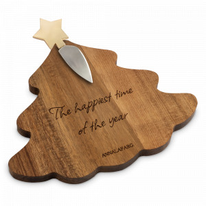 Доска сервировочная с ножом для сыра «Елка со звездой», 23 х 18.5 см, сталь/дерево, серия New Year, ANNA LAFARG, Китай, Чайники и предметы сервировки ANNA LAFARG