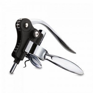 Штопор горизонтальный, размер: 19 х 15,4 см, материал: нержавеющая сталь, пластик, цвет: черный, VACU VIN, Нидерланды, Самовытяжные штопоры