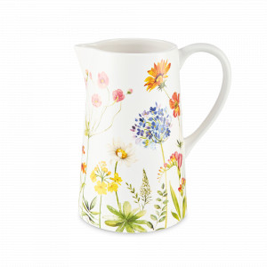 Кувшин , 2.4 л, керамика, белый, декор, серия Полевые цветы, DECOR DE TABLE, Россия, Кувшины керамические