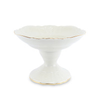 Ваза для фруктов на ножке Be-Ivory, 25 см, фарфор, белый, золотой, серия Белый узор, BERNADOTTE, Чехия