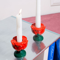 Подсвечник для одной свечи, 6 см, керамика, красный, серия Rose, DOIY, Испания_00822830067258141869.jpg
