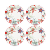 Набор из 4-х тарелок десертных, 20.5 см, фарфор, белый, декор, серия Счастливая Звезда, MIX&MATCH HOME, Китай