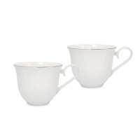 Набор из 2-х кружек, 350 мл, фарфор, белый с серебристым кантом, серия Dynasty, ANNA LAFARG, Китай