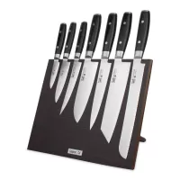 Набор кухонных ножей, 7 штук, на магнитной подставке ComposeEat (венге), серия RAN, YAXELL, Япония, 