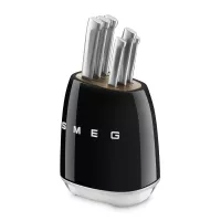 Набор из 6-ти ножей на подставке, нержавеющая сталь, пластик, черный, SMEG, Италия, 