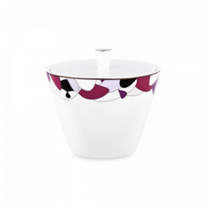 Сахарница с крышкой, 300 мл, фарфор, белый, декор, серия Purple fizz, MIKASA, США, Сахарницы