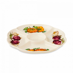 Менажница, 34 см, керамика, белый, декор, серия Mercato della Terra, NUOVA CER, Италия, Менажницы керамические