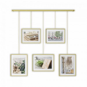 Панно для 5-ти фотографий, 66 х 70 см, стекло, матовая латунь, UMBRA, Канада, UMBRA (Канада)