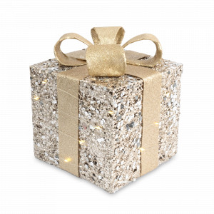 Украшение новогоднее с подсветкой Подарок, 15 х 15 см, металл, шампань, серия Event, ANNA LAFARG, Китай, Event ANNA LAFARG