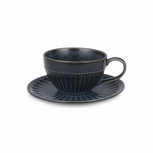 Пара чайная, 250 мл, фарфор, черный, синий, серия Black Kitchen, HOME &amp; STYLE, Китай, Чайные пары из фарфора