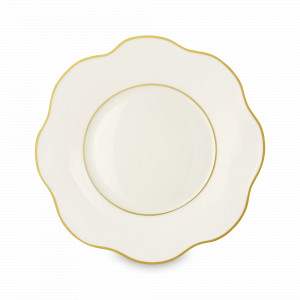 Тарелка обеденная Ivory, 26.5 см, костяной фарфор, позолота, цвет: слоновая кость, серия Anemone, LE COQ, Италия, Итальянский фарфор