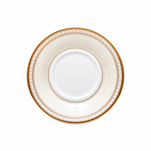 Блюдце для чайной чашки, 15 см, костяной фарфор, белый, серия Трефолио, золотой кант, NORITAKE, Япония, NORITAKE (Япония)