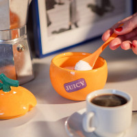 Сахарница  с ложкой Orange, 9 х 11 см, керамика, оранжевый, DOIY, Испания_00819740051028661152.jpg