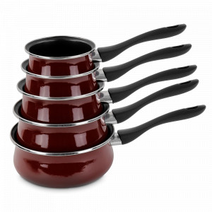 Набор из 5-ти ковшей, 14/16/18/20/22 см, сталь, стеклоэмаль, бордовый, серия Authentique Burgundy, VITRINOR, Испания, Ковши VITRINOR