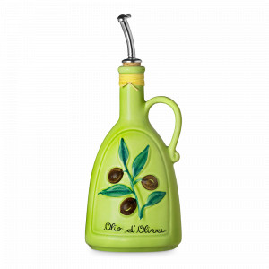 Бутылка для масла Verde Mela, 750 мл, керамика, белый, декор, серия Oliera Classiche, NUOVA CER, Италия, NUOVA CER (Италия)