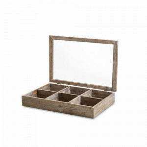 Шкатулка прямоугольная NATURAL, 38 х 25 см, дерево, стекло, коричневый, ROOMERS FURNITURE, Нидерланды, Шкатулки